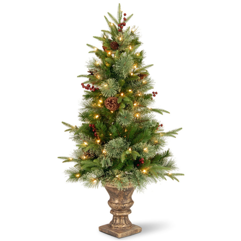 RED BERRY PVC PE MIXED CHRISTMAS TREE WITH LED LIGHT